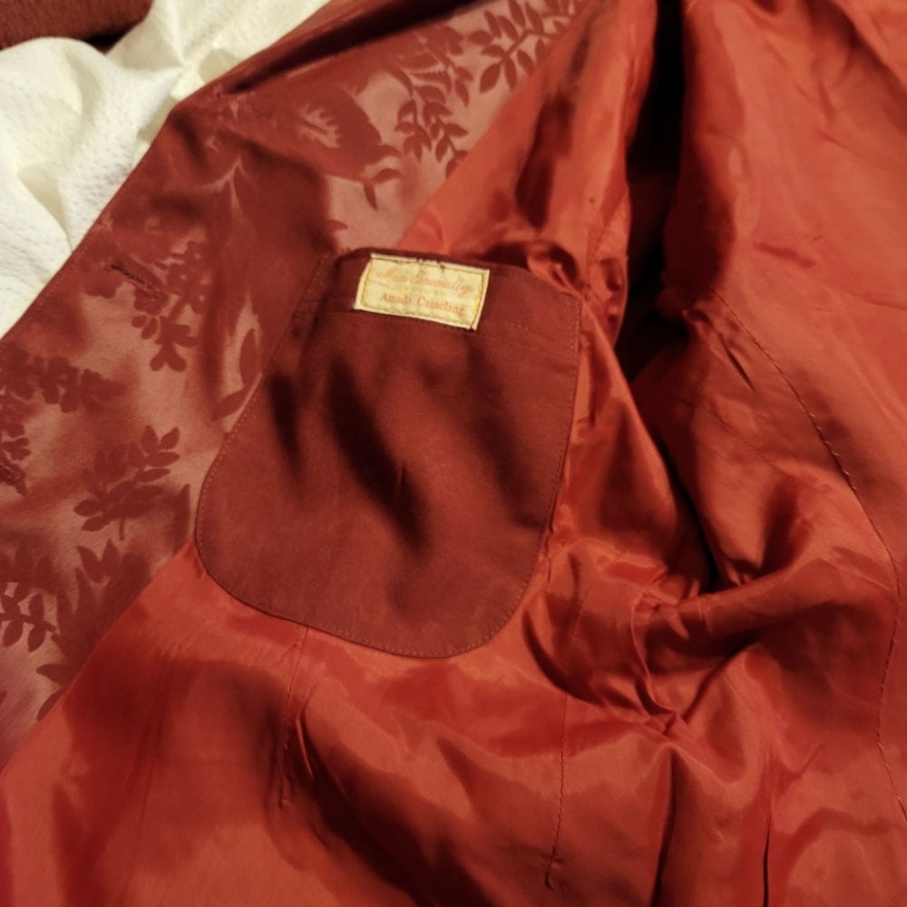MUST SEE PHOTOS VINTAGE Custom tailored Brocade Pattern A line pants suit - Picture 15 of 16